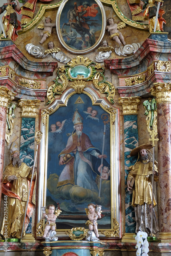 Saint Nicholas, altarpiece in parish Church of Our Lady of snow in Kamensko, Croatia 
