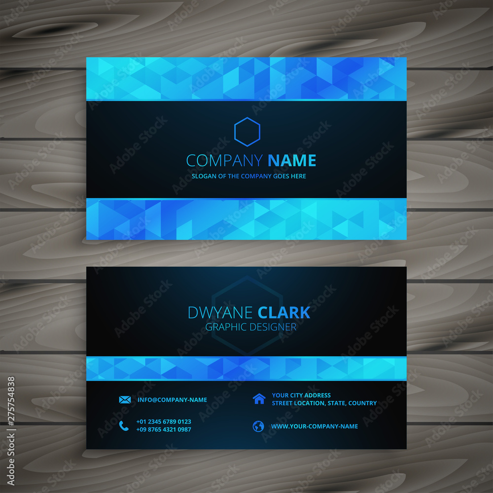 abstract blue and black business card design Stock Vector | Adobe Stock