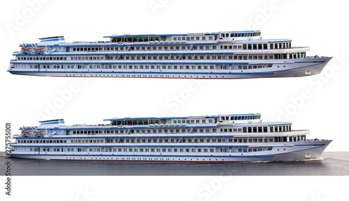cruise ship isolated on white background. river liner.