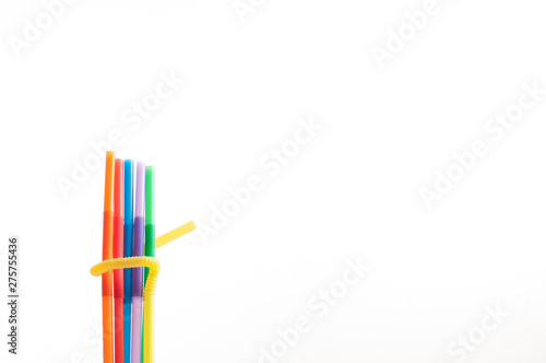 LGBT rainbow color straws on white