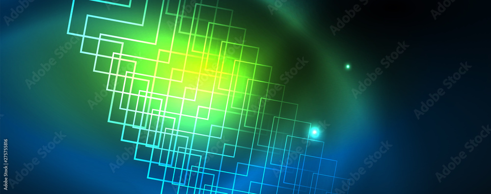 Neon glowing techno lines, hi-tech futuristic abstract background template, vector Neon glowing techno lines, hi-tech futuristic abstract background template, vector