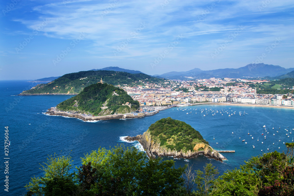 Panoramic view of San Sebastian, basque country, spain
