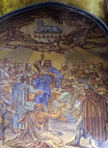 Triumph of Holy Communion, fresco in the church of St. Mark in Zagreb, Croatia 