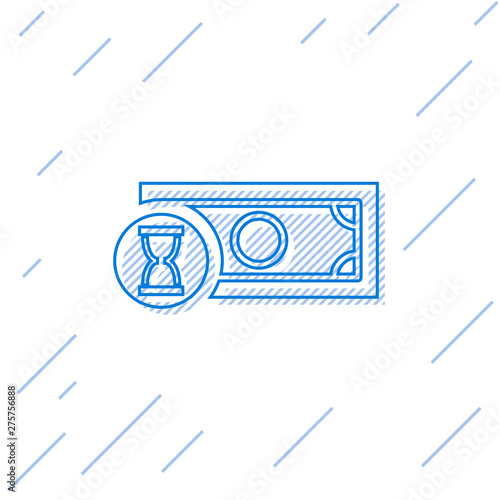 Blue Fast payments line icon isolated on white background. Fast money transfer payment. Financial services, fast loan, time is money, cash back concept. Vector Illustration