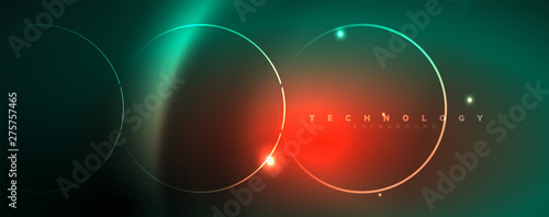 Shiny neon lines template - northern lights glowing blur lines. Futuristic style glow neon 80s disco club or night party techno template