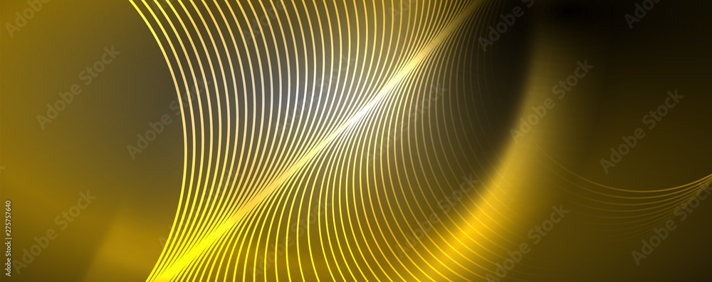 Shiny neon lights, dark abstract background with blurred magic neon light curved lines Shiny neon lights, dark abstract background with blurred magic neon light curved lines