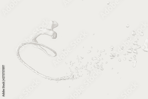 Purity splashing milk with creative shapes  3d rendering.