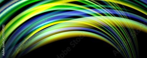 Fluid color waves with light effects  vector abstract background