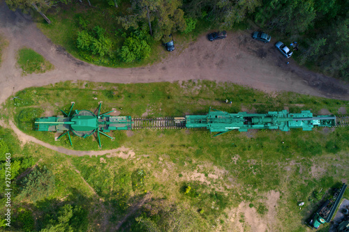 Top view of the old railway artillery guns on the old artillery fort, Leningrad region photo