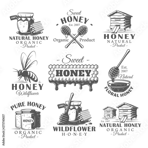 Set of vintage honey labels