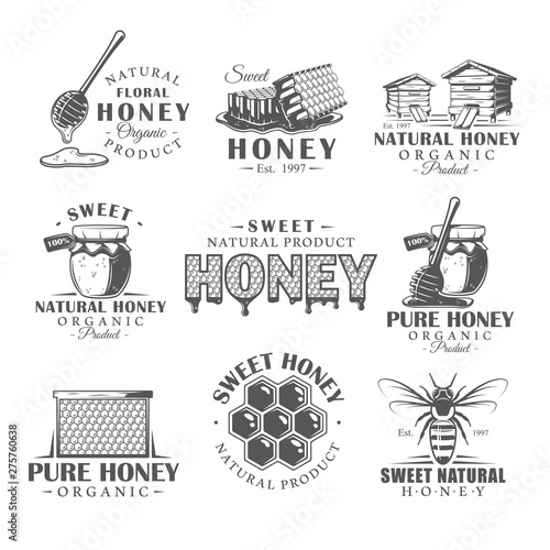 Set of vintage honey labels