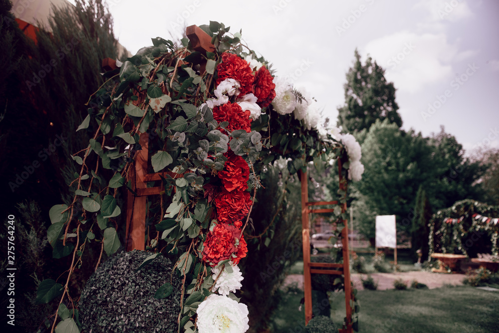 outdoor wedding ceremony.decoration and decoration of an outdoor wedding ceremony
