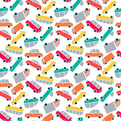Acrylglasbilder Automuster Vektor Autos Muster im Cartoonstil  © AldanNa