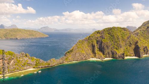 Seascape with tropical islands. El Nido Palawan National Park Philippines. Rocky islands covered with forest. Small lagoons with white beaches. Boat tours between the islands. © Tatiana Nurieva