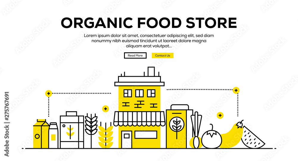 ORGANIC FOOD STORE FLAT LINE WEB BANNER DESIGN