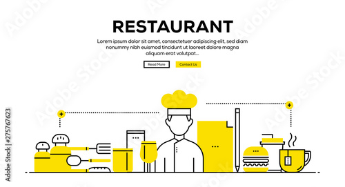 RESTAURANT FLAT LINE WEB BANNER DESIGN