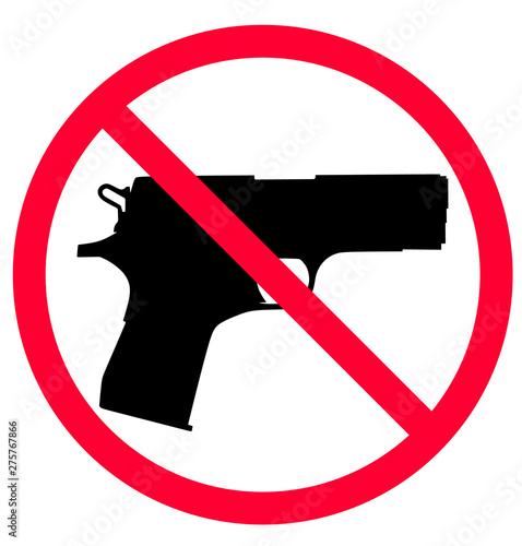 No weapon sign. Sign prohibited gun. Sign forbidden weapons. No guns allowed sign. Weapons banned. Vector illustration.