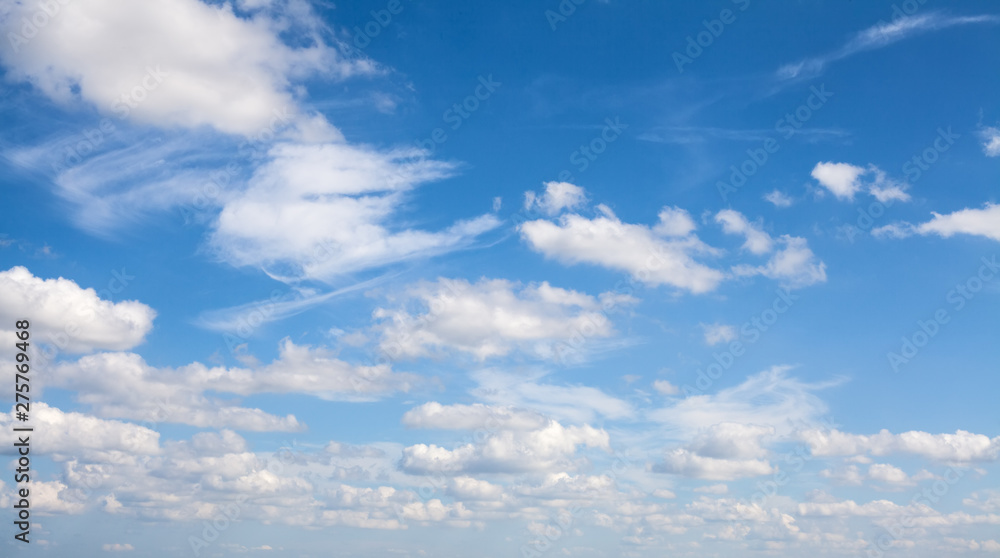 Blue sky clouds background. Beautiful landscape with clouds on sky