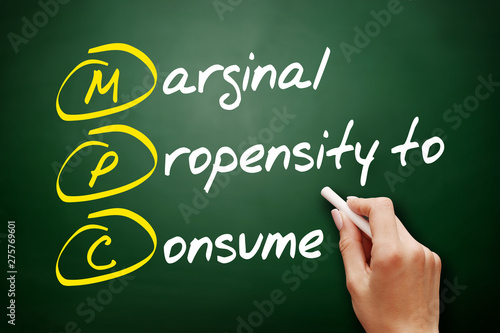 MPC - Marginal Propensity to Consume acronym, business concept on blackboard