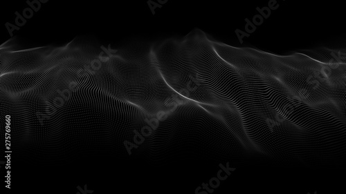 Abstract wave of many points. 3D futuristic background. Vector illustration.