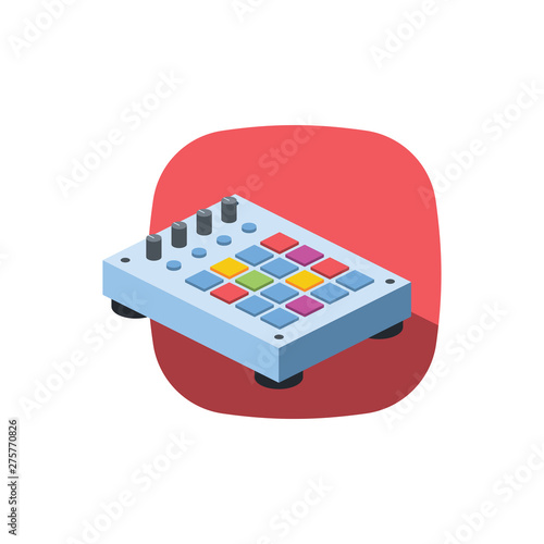 Drum controller. Vector 3d isometric color icon new flat style. Creative illustration, idea for infographics.