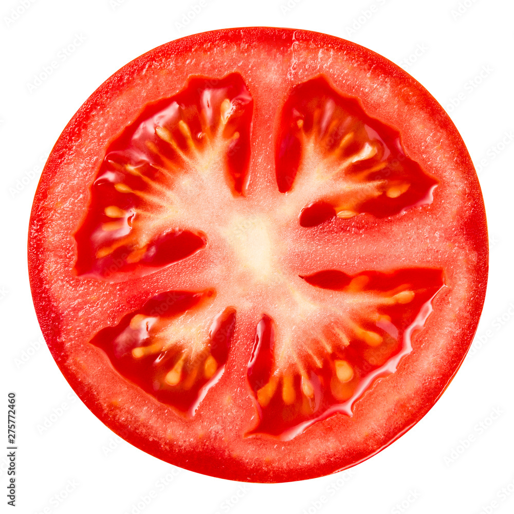 Tomato slice isolate. Tomato on white background. With clipping path. Tomato slice isolate. Tomato on white background. With clipping path.