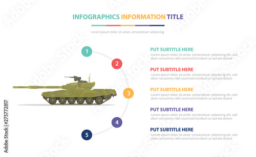 Russia soviet infographic template concept with five points list and various color with clean modern white background - vector