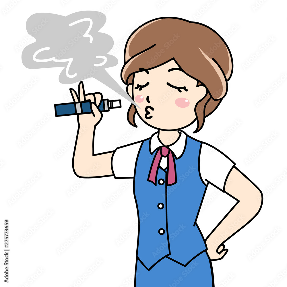 電子タバコを吸う女性OL