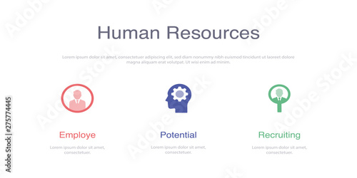 HUMAN RESOURCES INFOGRAPHIC DESIGN TEMPLATE WİTH ICONS AND 3 OPTIONS OR STEPS FOR PROCESS DIAGRAM