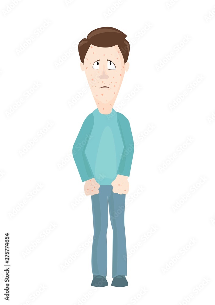 A person with skin rashes,allergies,virus,dermatitis.Vector image.