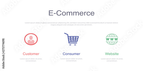 E-COMMERCE INFOGRAPHIC DESIGN TEMPLATE WİTH ICONS AND 3 OPTIONS OR STEPS FOR PROCESS DIAGRAM