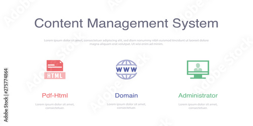 CONTENT MANAGEMENT INFOGRAPHIC DESIGN TEMPLATE WİTH ICONS AND 3 OPTIONS OR STEPS FOR PROCESS DIAGRAM