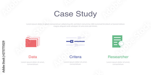 CASE STUDY INFOGRAPHIC DESIGN TEMPLATE WİTH ICONS AND 3 OPTIONS OR STEPS FOR PROCESS DIAGRAM