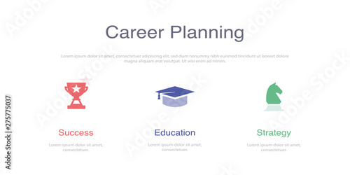 CAREER PLANNING INFOGRAPHIC DESIGN TEMPLATE WİTH ICONS AND 3 OPTIONS OR STEPS FOR PROCESS DIAGRAM