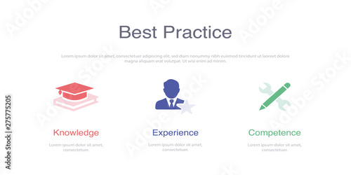 BEST PRACTICE INFOGRAPHIC DESIGN TEMPLATE WİTH ICONS AND 3 OPTIONS OR STEPS FOR PROCESS DIAGRAM