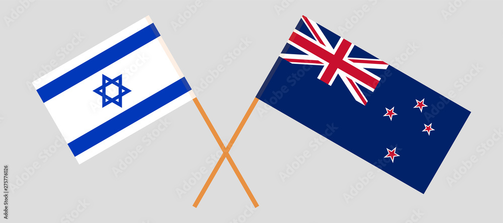 Crossed New Zealand and Israeli flags