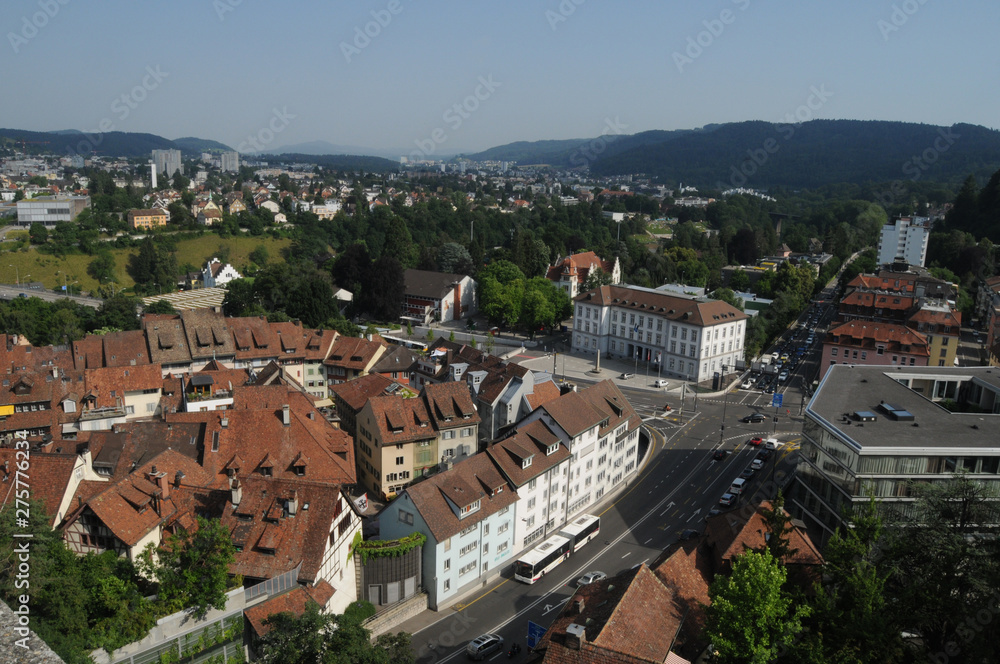 Switzerland: The old town of Baden City in canton Aargau