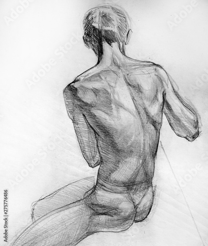 Standing Figure Woman Pencil Sketch on Paper Watercolor Background Stock  Illustration  Illustration of freehand atelier 71356674