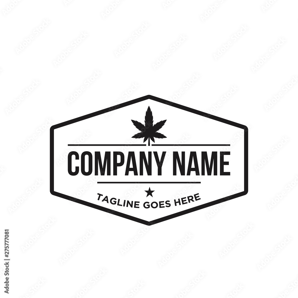 Creative Vintage Cannabis Leaf Logo Design-Vector