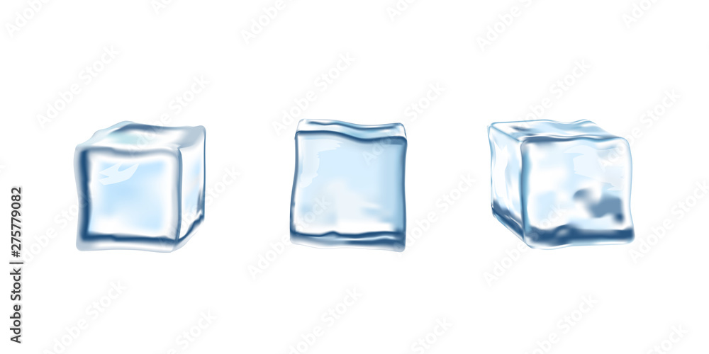 Three realistic blue ice cubes Three realistic blue ice cubes