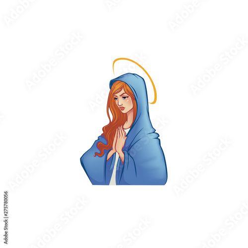 Praying Virgin Mary, realistic vector illustration for your logo, label, sticker, print