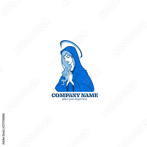vector portrait of Virgin Mary for your logo, label, emblem