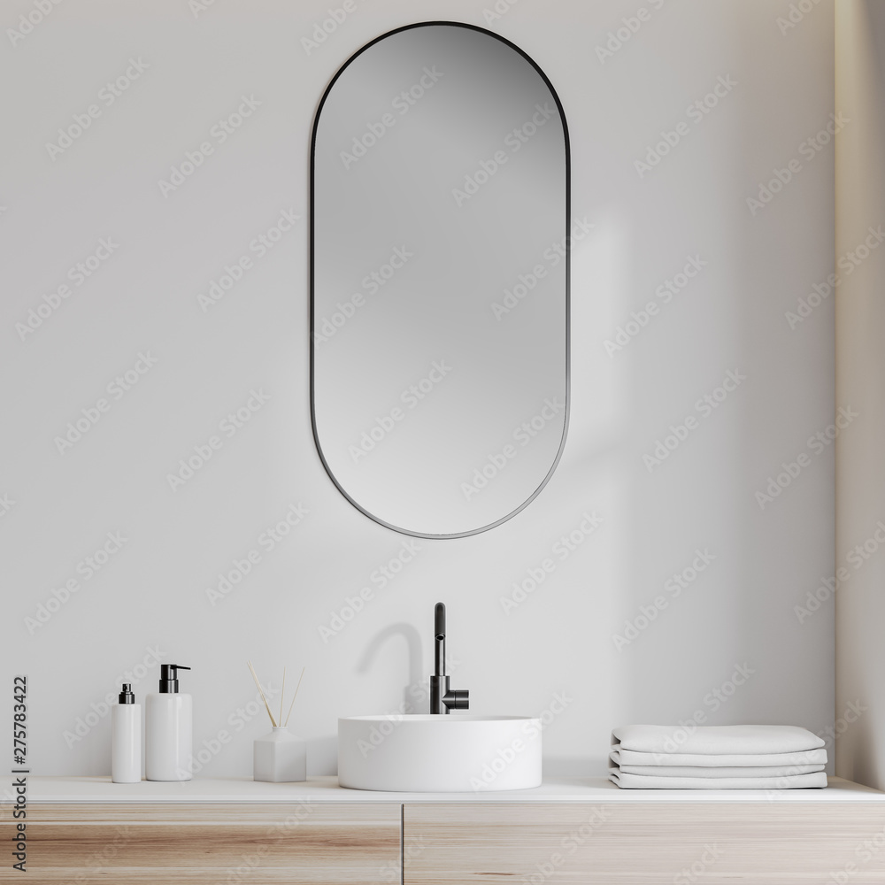 Bathroom sink in white room Stock Photo | Adobe Stock
