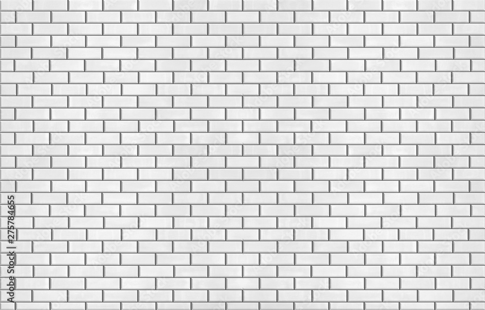 white brick tile wall ,ceramic texture for background Stock