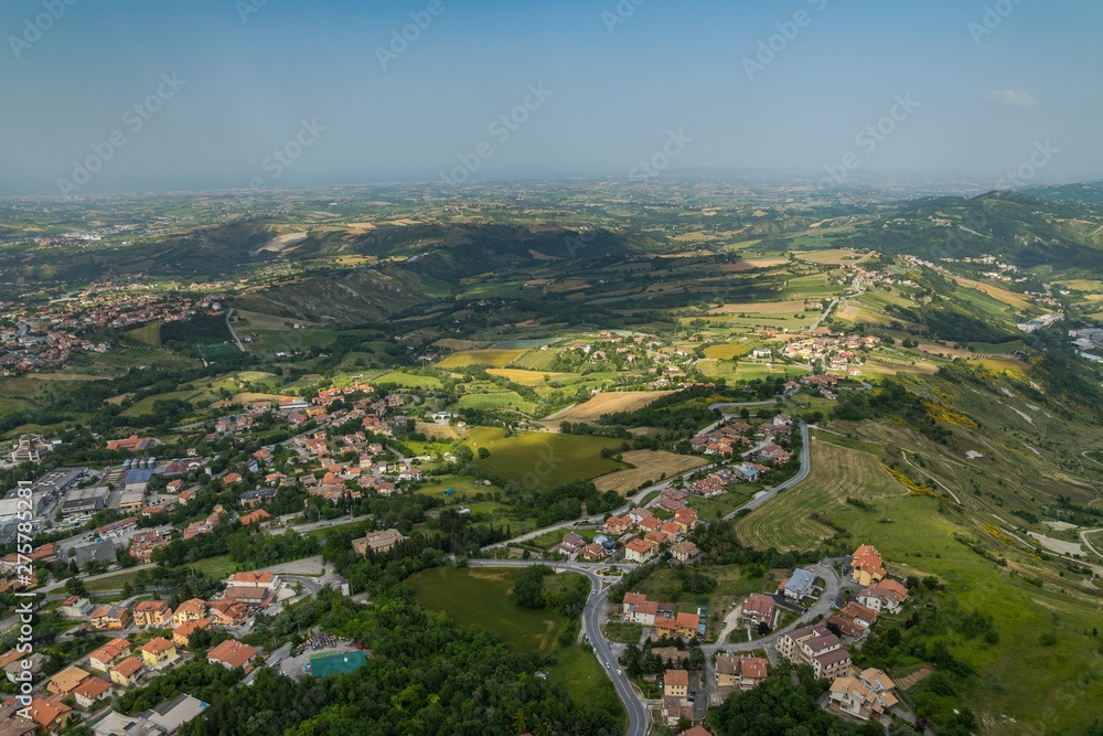 A Spot of Sun on the Beautiful Panorama of San Marino as Seen from Monte Titano