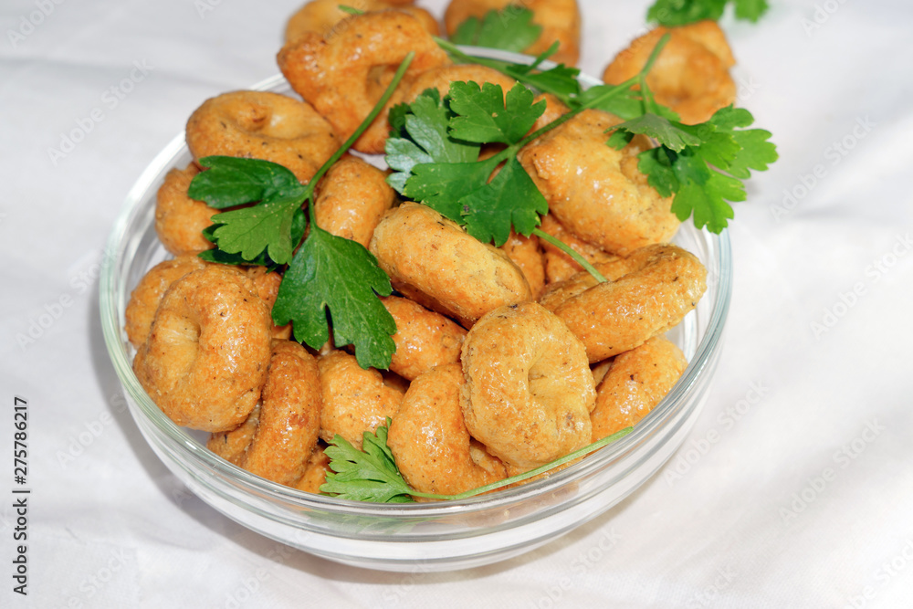 Taralli tarallini drying Italian snacks bagels Taralli tarallini drying Italian snacks bagels