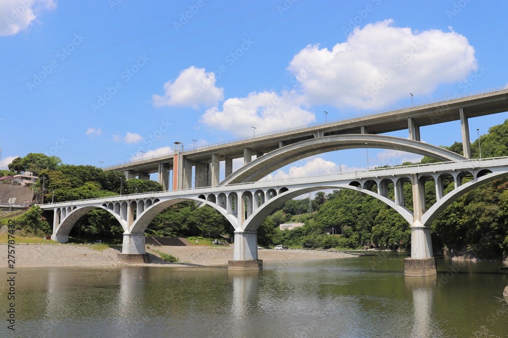 Naklejka premium 小倉橋と新小倉橋 神奈川県相模原市,ogura bridge and new ogura bridge,sagamihara,kanagawa,japan