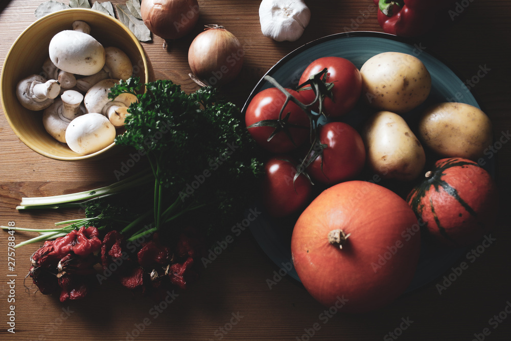 Healthy ingredients, natural food, background Healthy ingredients, natural food, background