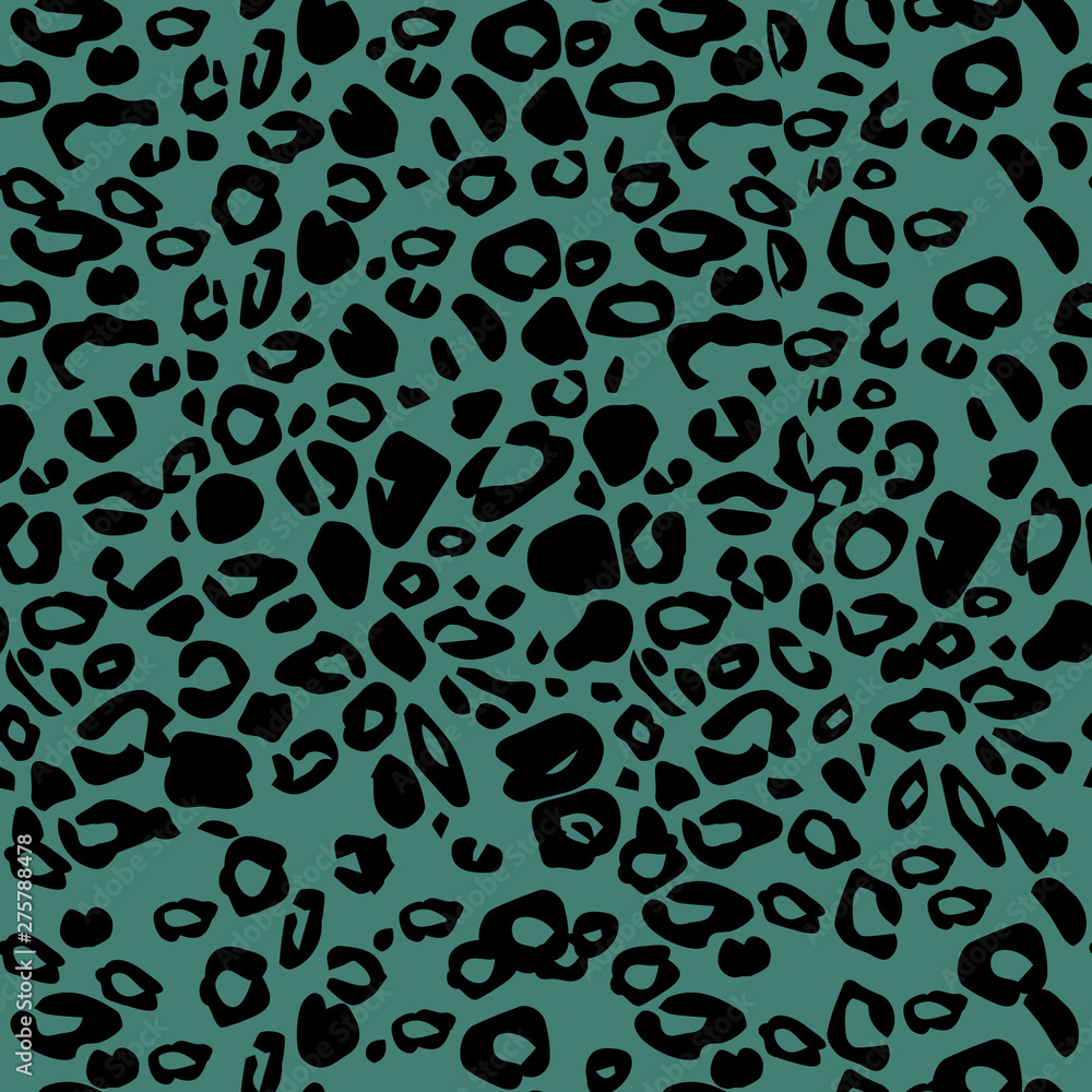 Vector black and green leopard spots seamless pattern texture backgound