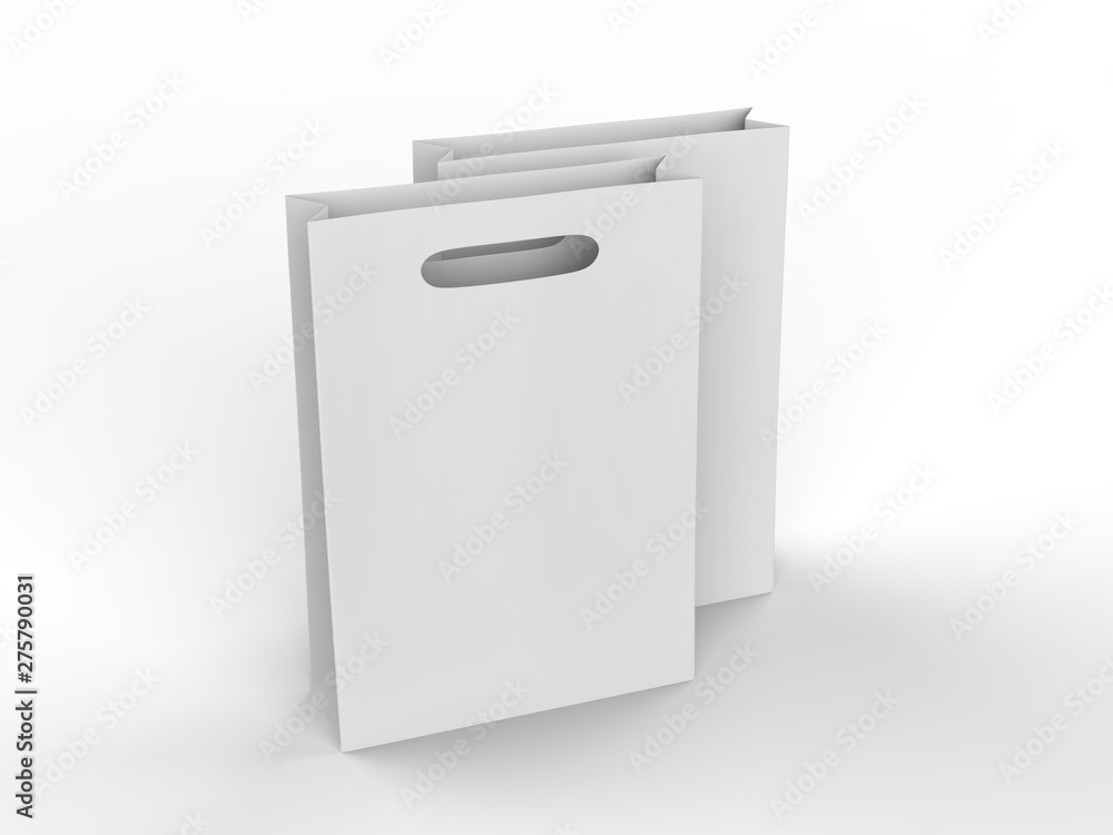Blank template of shopping Paper Bag 3d illustration for branding design and mock up. Blank template of shopping Paper Bag 3d illustration for branding design and mock up.